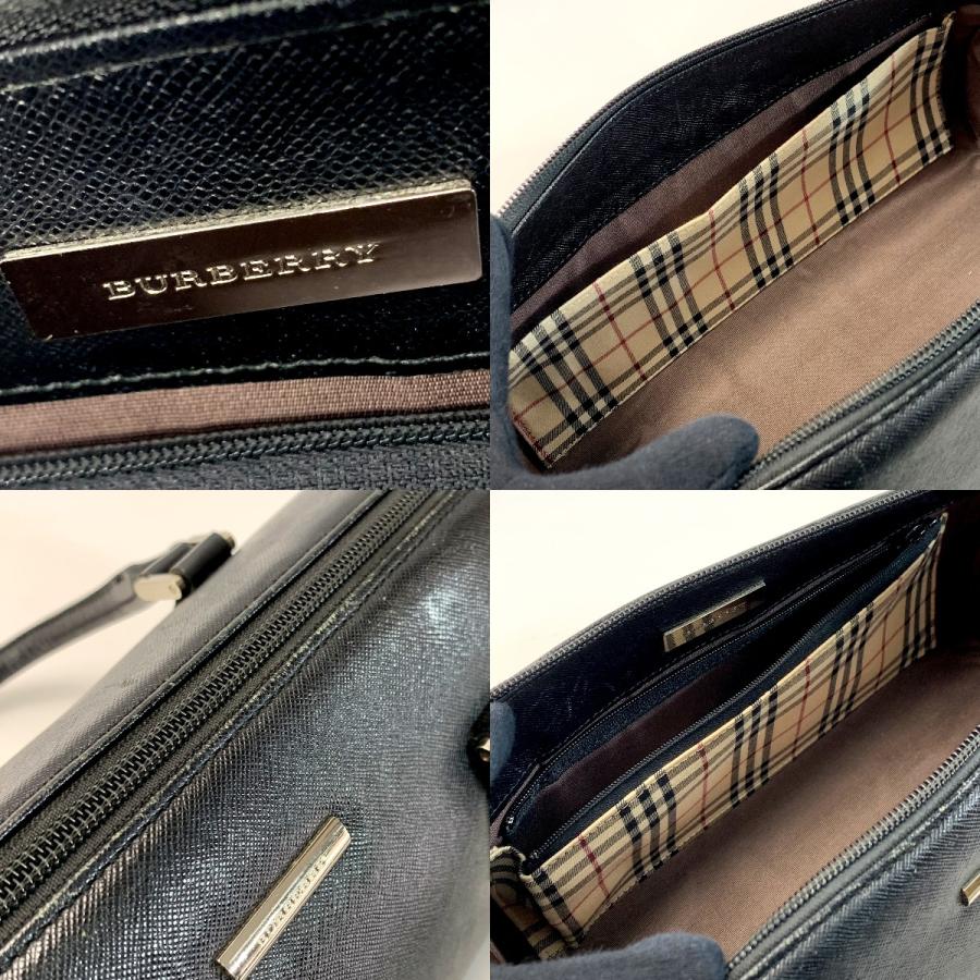 BURBERRY（バーバリー） レザー ブラック ミニボストンバッグ ドラム型