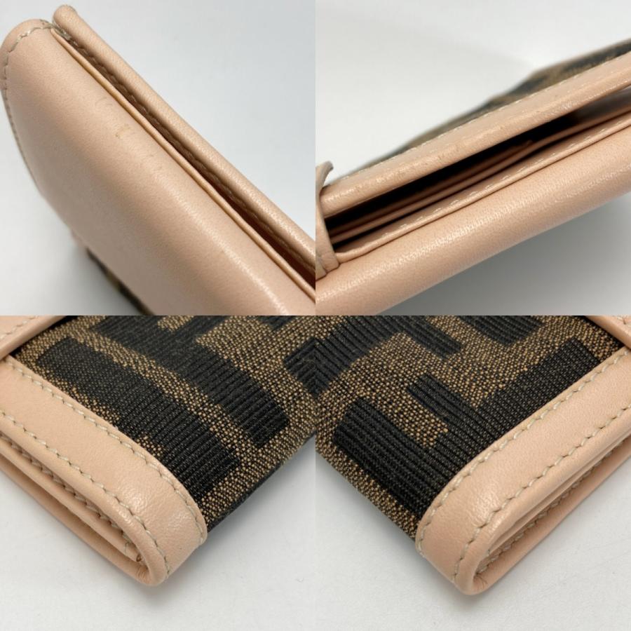 ☆☆FENDI フェンディ ズッカ柄 Wホック 長財布 ブラウン×ピンク キャンバス/レザー FENDI（フェンディ） ズッカ柄 Wホック 長財布 ブラウン×ピンク