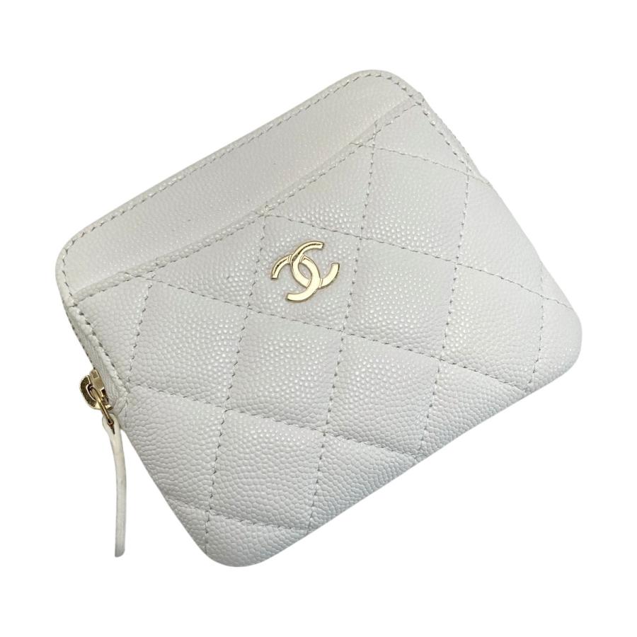 CHANEL シャネル マトラッセ クラシック ジップ パース AP2061 ホワイト ココマーク キャビアスキン 小銭入れ 財布 CHANEL（シャネル） マトラッセ クラシック ジップ コインパース