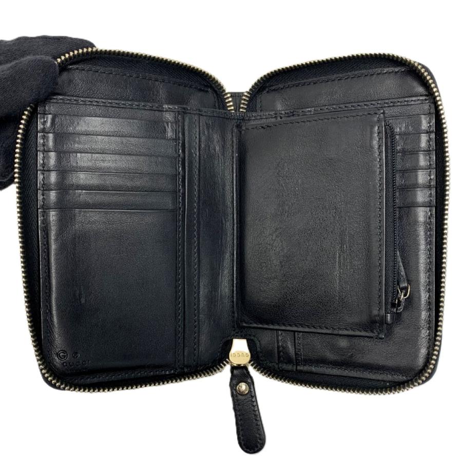 GUCCI（グッチ） レザー 449423 ブラック ラウンドファスナー財布 やや