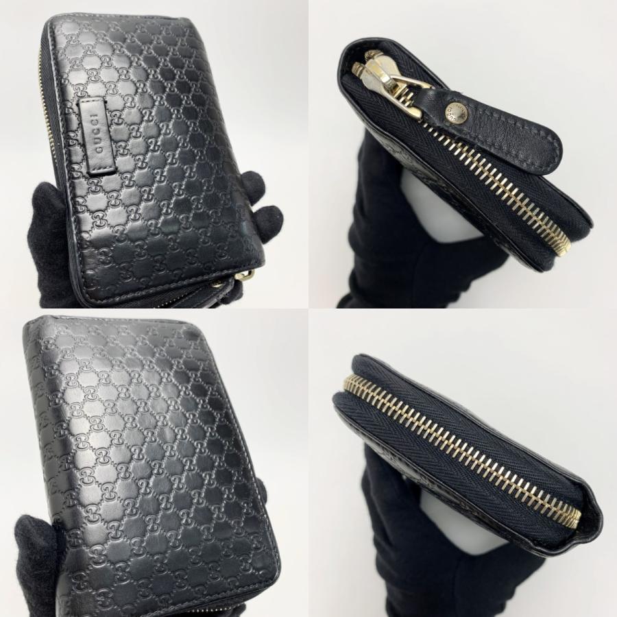 GUCCI（グッチ） レザー 449423 ブラック ラウンドファスナー財布 やや