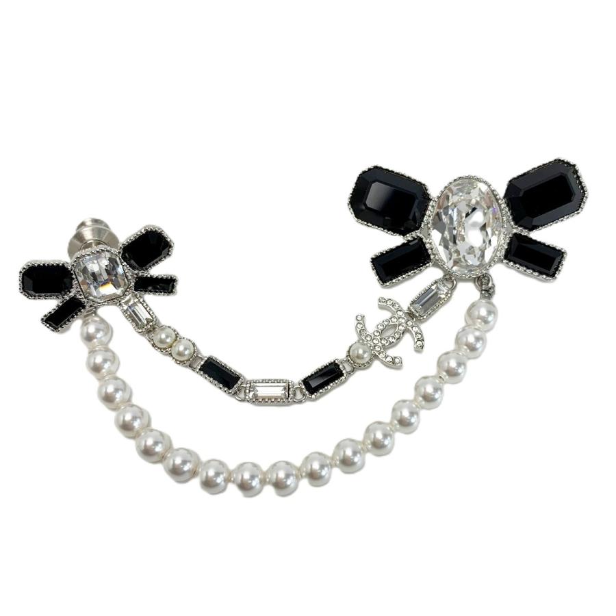 CHANEL（シャネル） ココマーク リボン ブローチ B23K ブラック×パール