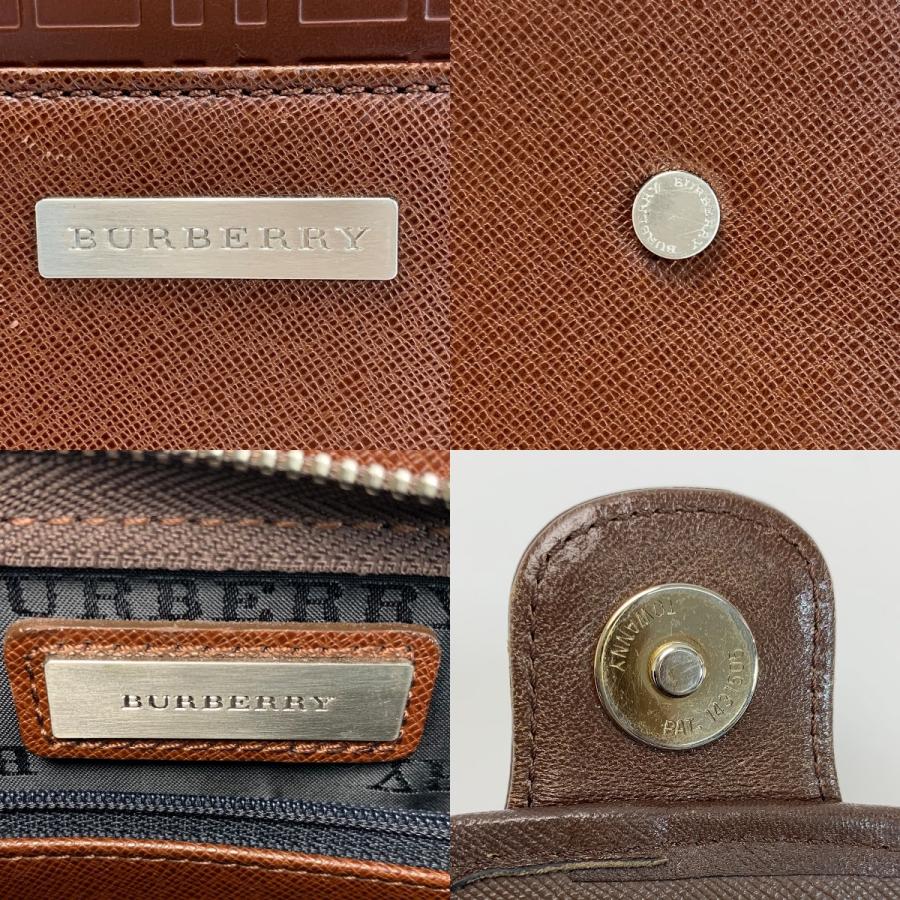 BURBERRY（バーバリー） レザー ブラウン クラッチバッグ メンズ やや