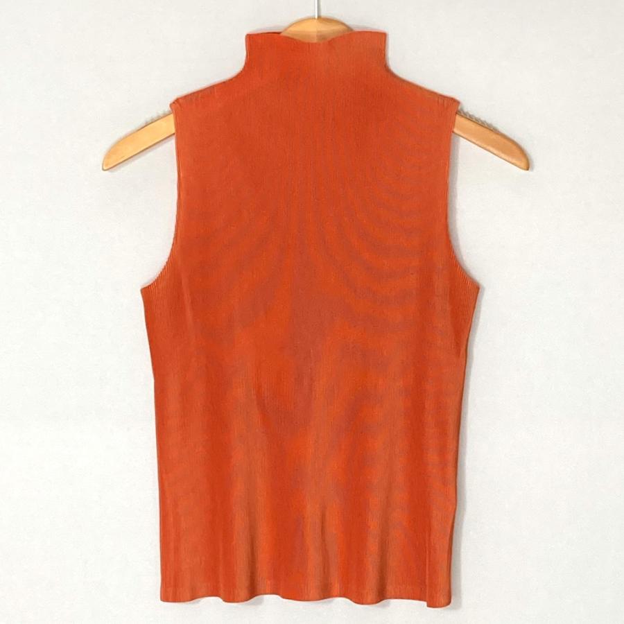 PLEATS PLEASE イッセイミヤケ オレンジ プリーツ フレンチスリーブ