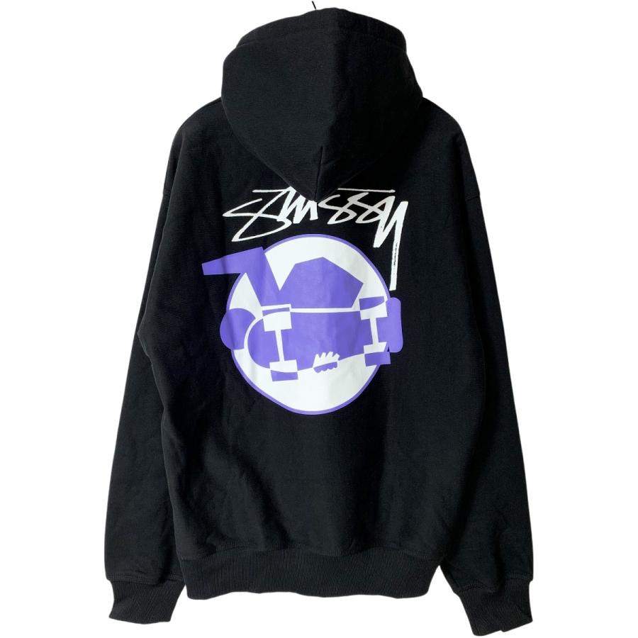 【美品 XL】ステューシー 両面ロゴ スケートマン スウェット パーカー 黒 STUSSY（ステューシー） 両面ロゴ スケートマン スウェットパーカー
