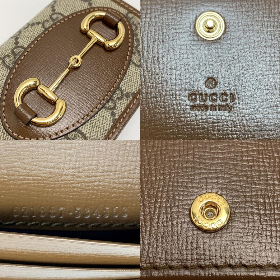 GUCCI（グッチ） 2つ折り財布 GGスプリーム 621887 ブラウン レザー