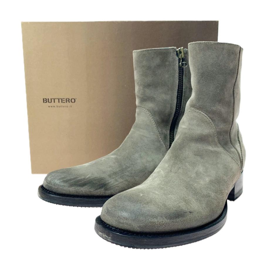 BUTTERO スウェード レザー サイド ジップ アップ B1117 グレー SIZE25.5㎝ ブーツ メンズ 箱 袋有 BUTTERO スウェード レザー サイド ジップ アップ B1117 グレー SIZE25