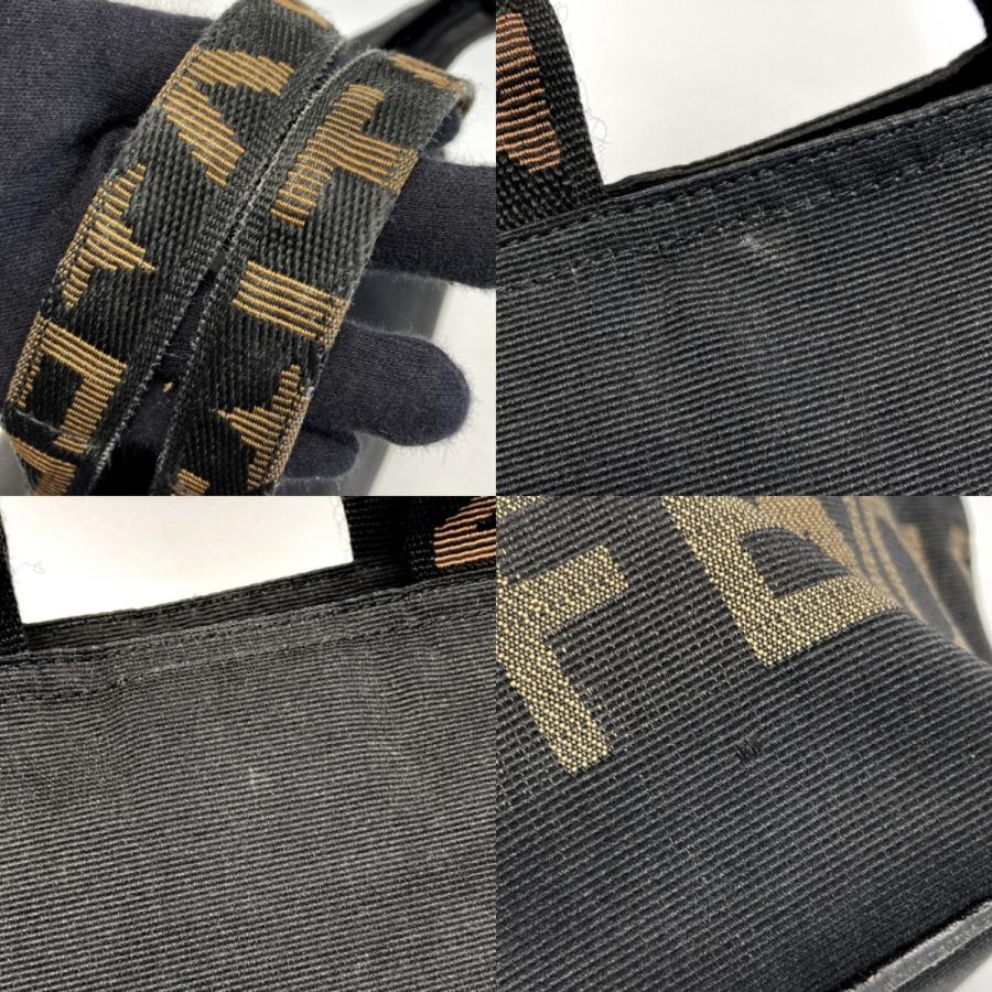 FENDI（フェンディ） ロゴ ミニトートバッグ ブラック ナイロン