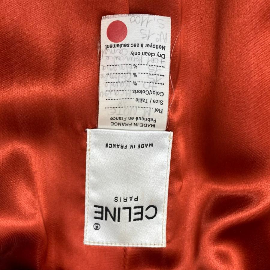 ☆☆ CELINE セリーヌ チェスターコート ファー付き レッド系 SIZE 38 レディース 記名有り やや傷や汚れあり_5