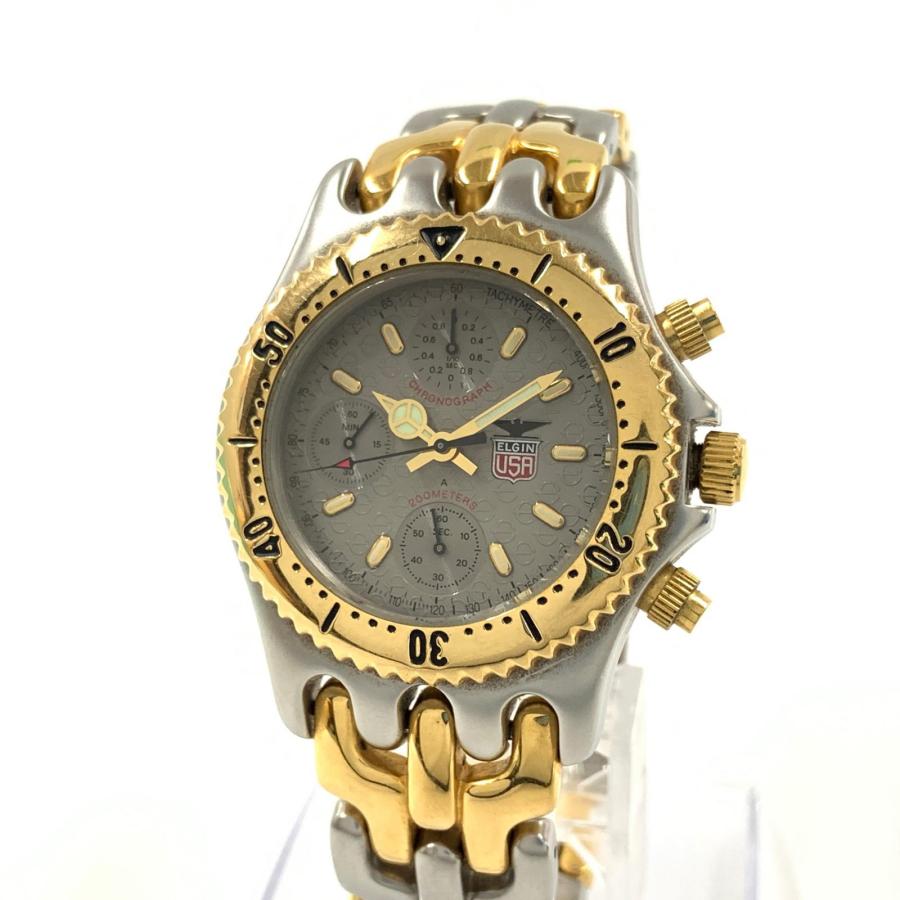 ELGIN（エルジン） クロノグラフ クォーツ 腕時計 FK-528-A ゴールド x 