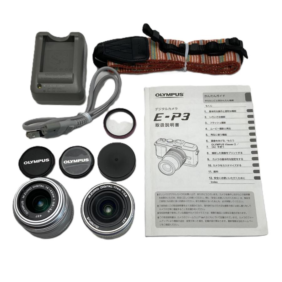 OLYMPUS オリンパス PEN  E-P3 シルバー ツインレンズキット ミラーレス一眼カメラ 取説・充電器付き OLYMPUS オリンパス PEN E-P3 シルバー ツインレンズキット ミラーレス
