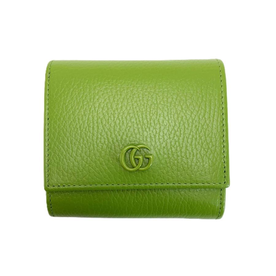 GUCCI（グッチ） GGマーモント 2つ折り財布 508587 グリーン レザー 箱