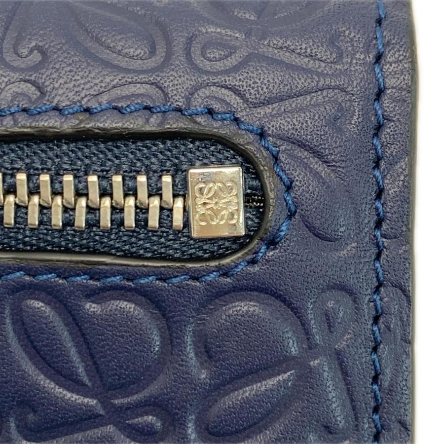 LOEWE（ロエベ） リピートアナグラム 長財布 ネイビー レザー