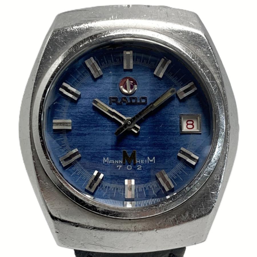 ラドー MANNHEIM 腕時計 メンズ 自動巻き　デイト カットガラス RADO（ラドー） マンハイム702 デイト カットガラス ブルー 自動巻き
