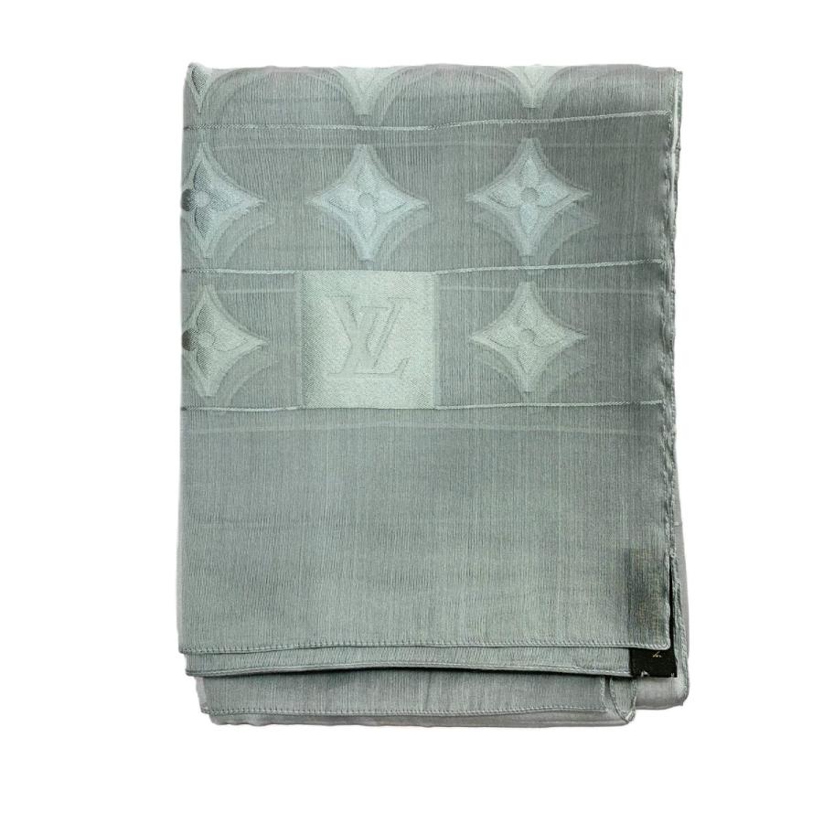 LOUIS VUITTON ルイヴィトン レースストール モノグラム柄 シルク 70x180cm グレー ストール スカーフ LOUIS VUITTON（ルイ・ヴィトン） レースストール モノグラム柄 シルク
