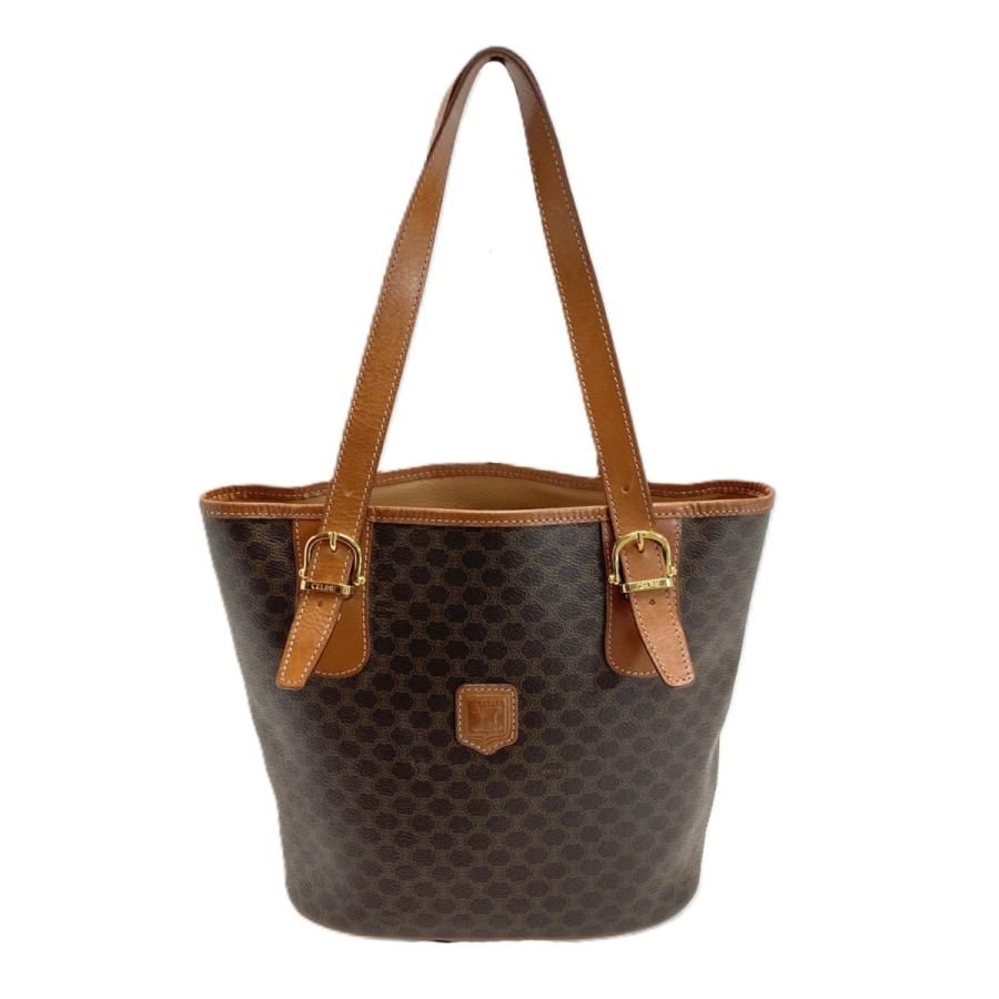 CELINE（セリーヌ） マカダム柄 トートバッグ M95 ブラウン PVC×レザー