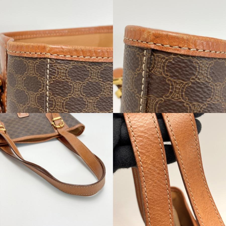 CELINE（セリーヌ） マカダム柄 トートバッグ M95 ブラウン PVC×レザー