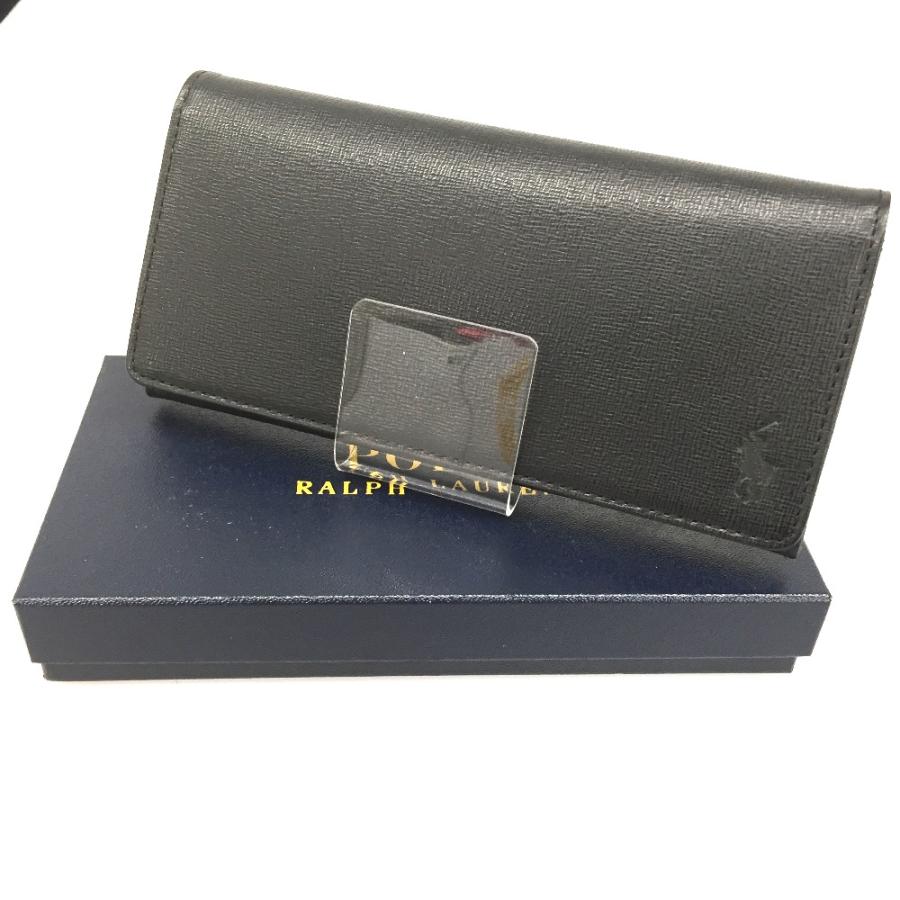 POLO RALPH LAUREN △△ ポロラルフローレン エンボス かぶせ長財布 P  