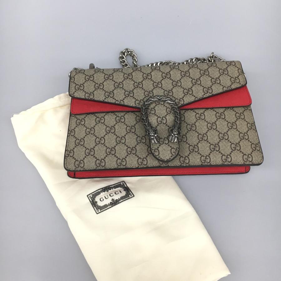 △△GUCCI グッチ  デュオニュソス  ショルダーバッグ GGスプリーム   グレー×レッド グレー×レッド GUCCI（グッチ） △△ デュオニュソス ショルダーバッグ GGスプリーム