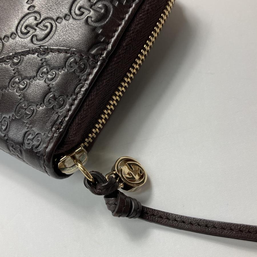 △△GUCCI グッチ グッチシマ ラウンドファスナー長財布 レザー 323397 ブラウン GUCCI（グッチ） △△ グッチシマ ラウンドファスナー長財布 レザー