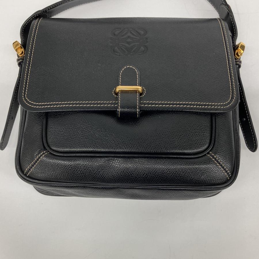 美品　LOEWE オールド　ロエベ 2way ショルダー　バッグ　ブラック　黒 LOEWE（ロエベ） △△ ショルダーバッグ フラップ アナグラム型押し