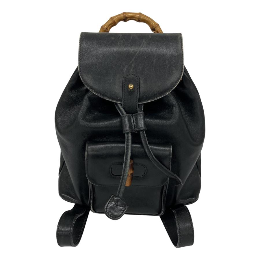 【希少】グッチ バンブー レザー ミニリュック ブラック GUCCI（グッチ） △△ レザー バンブー ミニ リュック 一部破損有 003
