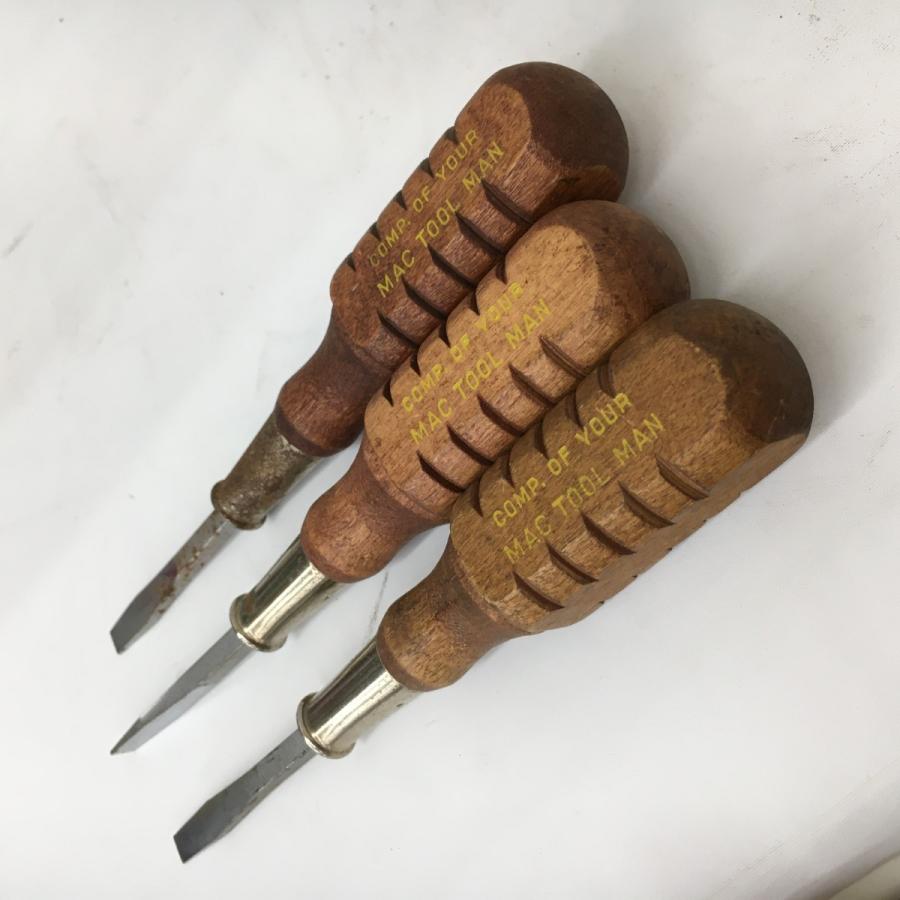 △△MAC TOOLS マック マイナスドライバー 10本セット 木製ヴィンテージグリップ サビ有 △△ MAC TOOLS マック マイナスドライバー 10本セット 木製