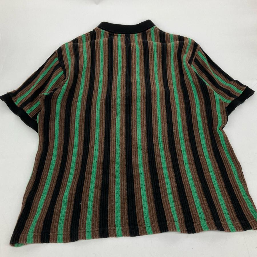 △△Supreme シュプリーム 2022SS open knit stripe zip polo Lサイズ RN101837 グリーン×ブラウン Supreme（シュプリーム） △△ 2022SS open knit stripe zip polo L