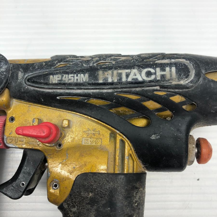 HITACHI 日立 高圧ピン釘打機 ケース付 エアツール NP45HM ゴールド 傷