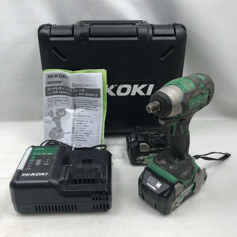 ◇◇HiKOKI ハイコーキ インパクトレンチ 電動工具 充電器・充電池2個・ケース付 コードレス式 WR18DBDL2 ブラック ◇◇ HiKOKI ハイコーキ 締め付け工具 インパクトレンチ 充電器・充