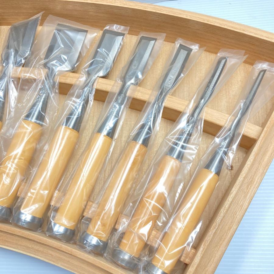 のみ 鑿「菊弘丸」金象眼龍彫入 越後國三条住人 永桶昭三/扇田重勝作 15本組 桐箱入り 未使用に近い_5