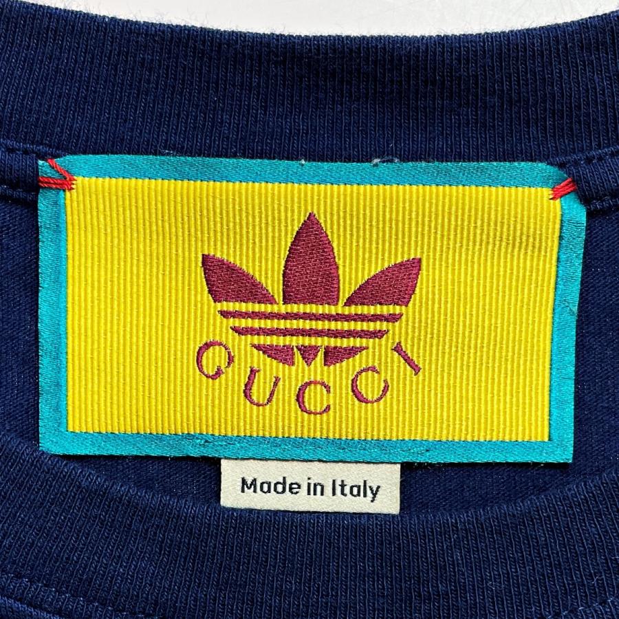 GUCCI（グッチ） adidasコラボ ロゴプリント半袖Tシャツ ネイビー SIZE