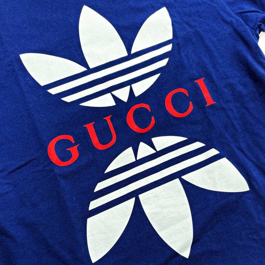 GUCCI（グッチ） adidasコラボ ロゴプリント半袖Tシャツ ネイビー SIZE