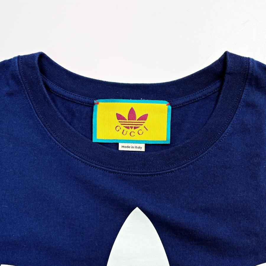 GUCCI（グッチ） adidasコラボ ロゴプリント半袖Tシャツ ネイビー SIZE
