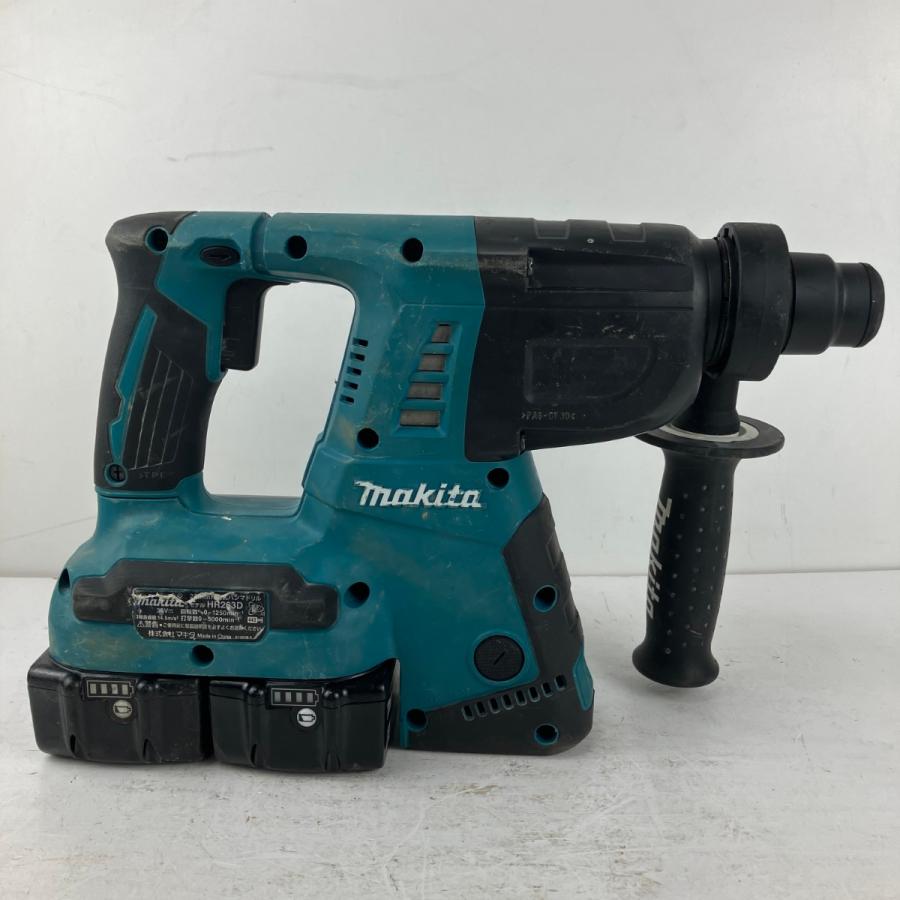ЗЗMAKITA マキタ 18v+18v 26mm 充電式ハンマドリル バッテリーx2 充電器 ケース付 HR263D ブルー ЗЗ MAKITA マキタ 18v+18v 26mm 充電式ハンマドリル バッテリーx2 充電