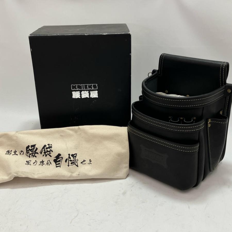 KNICKS ニックス 総ヌメ革3段腰袋 KBS-301DD ブラック やや傷や汚れ