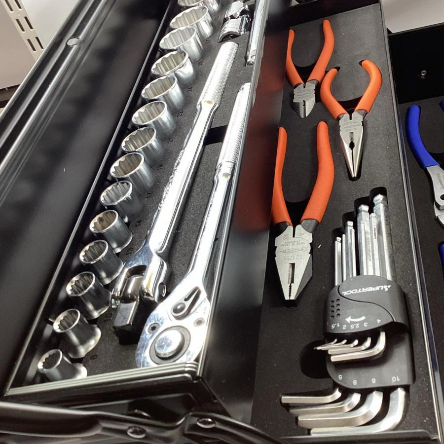 SUPERTOOL 両開き工具セット S5000DX ブラック 63点セット 3段式 やや
