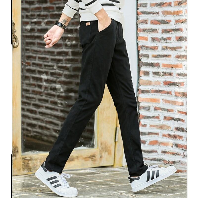 韓国 ファッション メンズ スキニーパンツ メンズ スキニー カラースキニーパンツ テーパード チノパン 黒 スリム ストレッチ 秋冬 秋服