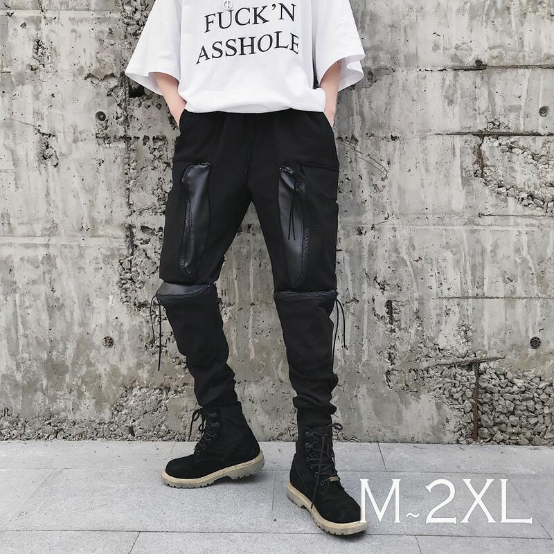 クロップドパンツ メンズ 2XL ブラック 韓国 ストリート 古着 原宿