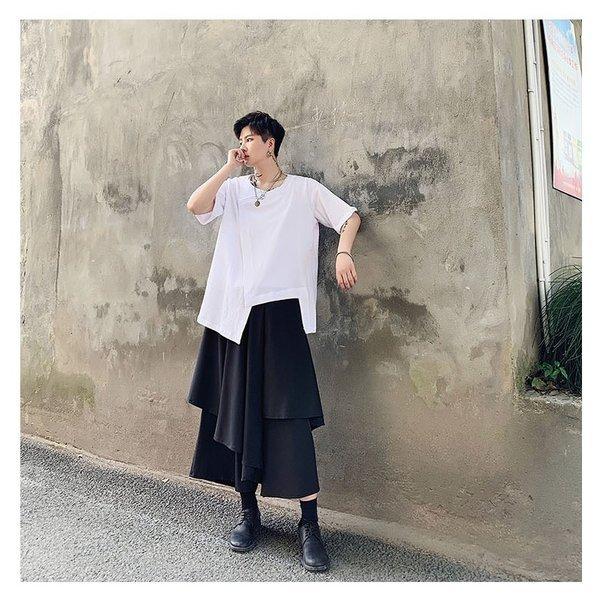 メンズ 変形 半袖 ティーシャツ Tシャツ アシンメトリ カットソー 中性的 ジェンダーレス男子 ネオイケメン 韓国 ファッション 春服 春 夏服 Cs A145 T563 メンズファッション Bigbangfellas 通販 Yahoo ショッピング