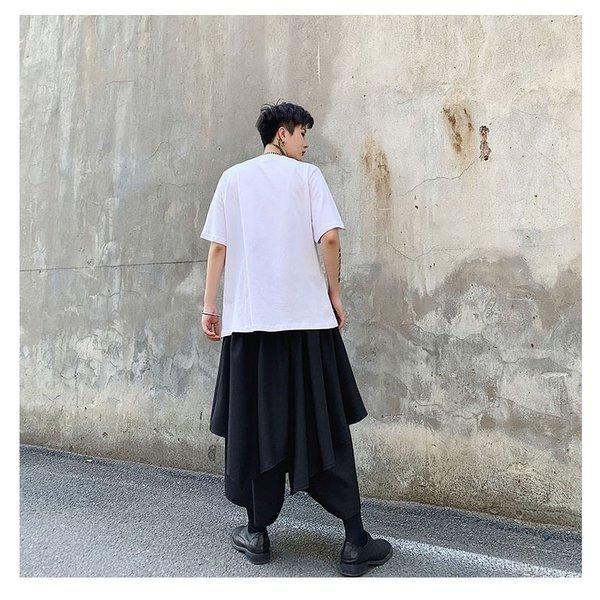 メンズ 変形 半袖 ティーシャツ Tシャツ アシンメトリ カットソー 中性的 ジェンダーレス男子 ネオイケメン 韓国 ファッション 春服 春 夏服 Cs A145 T563 メンズファッション Bigbangfellas 通販 Yahoo ショッピング