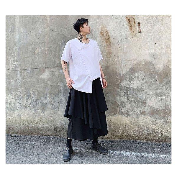 メンズ 変形 半袖 ティーシャツ Tシャツ アシンメトリ カットソー 中性的 ジェンダーレス男子 ネオイケメン 韓国 ファッション 春服 春 夏服 Cs A145 T563 メンズファッション Bigbangfellas 通販 Yahoo ショッピング