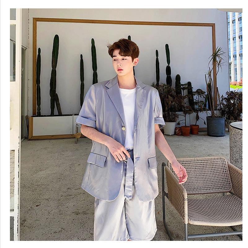 テレビで話題 スーツ サマー セットアップ 涼しい ゆったり 男女兼用 ユニセックス レディース メンズ テーラード 半袖 パステルカラー ペールトーン 光沢 ジャージ スウェット上下セット サイズ 残りわずか M女性にも Www Collectiviteslocales Fr