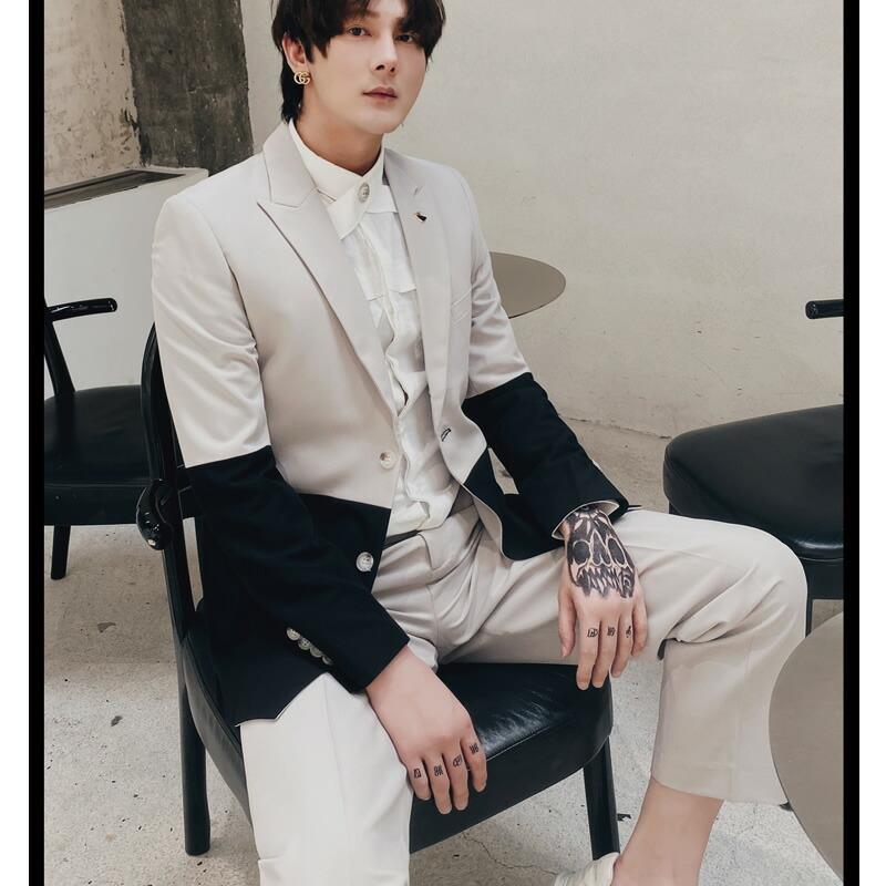 セットアップ メンズ 長袖 カジュアルスーツ 切り替え 上下セット