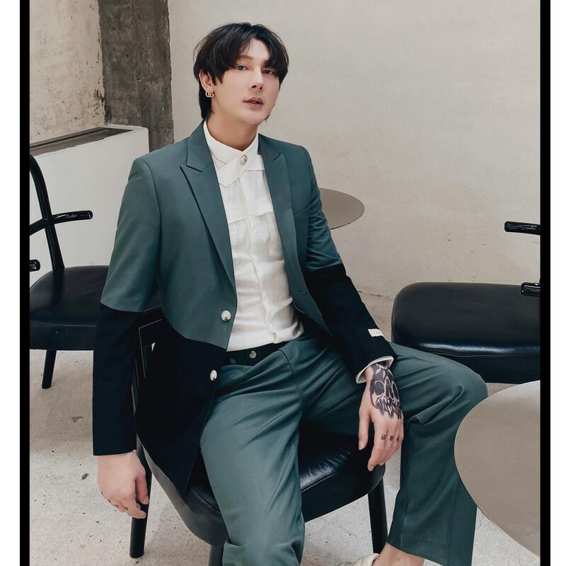 セットアップ メンズ 長袖 カジュアルスーツ 切り替え 上下セット