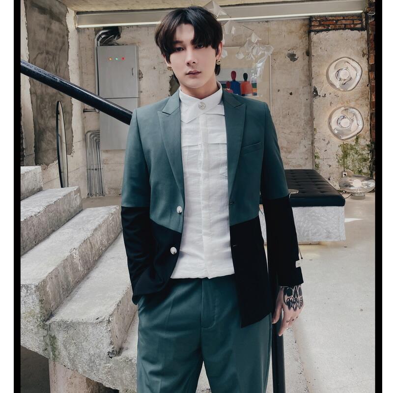 セットアップ メンズ 長袖 カジュアルスーツ 切り替え 上下セット