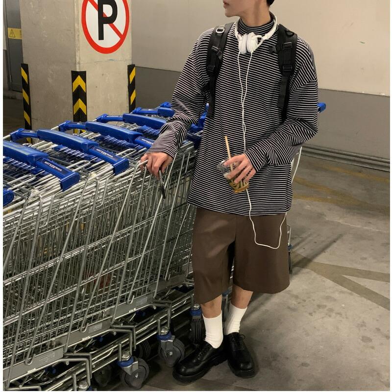 ハイネックボーダーロンティー ドロップショルダー レイヤード 重ね着 ロンt Tシャツ 韓国 ファッション メンズ ゆったり 長袖 ロングスリーブ メ Ct 112a 95 メンズファッション Bigbangfellas 通販 Yahoo ショッピング