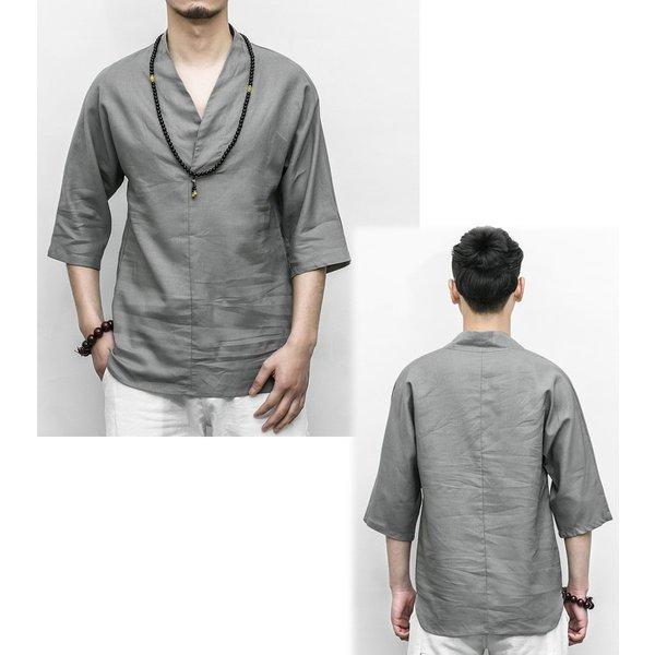 チャイナシャツ 七分袖 ７分 Vネック カットソー 半袖 メンズ メンズファッション ストリート系 カジュアル 春 夏 個性 和風 中華 エスニック Ct 4013 M113 メンズファッション Bigbangfellas 通販 Yahoo ショッピング