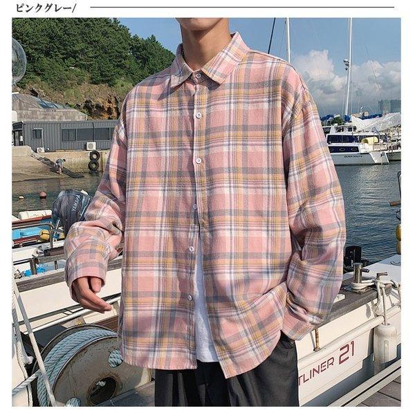 韓国 ファッション メンズ シャツ カジュアルシャツ チェックシャツ ビッグシルエット ゆったり パステルカラー 爽やか 長袖 ロングスリーブ ストリ Ct A009 C348 メンズファッション Bigbangfellas 通販 Yahoo ショッピング