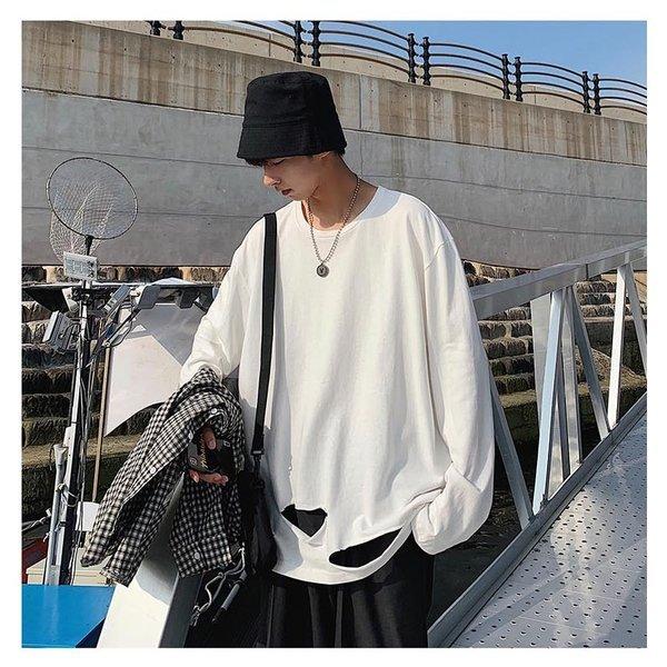 韓国 ファッション メンズ ロンｔ ロンティ 長袖ティーシャツ ｔシャツ ダメージ 重ね着 ロンｔ ビッグシルエット ゆったり 長袖 ロングスリーブ Ct A009 T60 メンズファッション Bigbangfellas 通販 Yahoo ショッピング